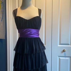 black bridesmaid dresses with purple sash Berylove Women A Line Little Black Dress Boat Neck Graduation Dress with Bow
